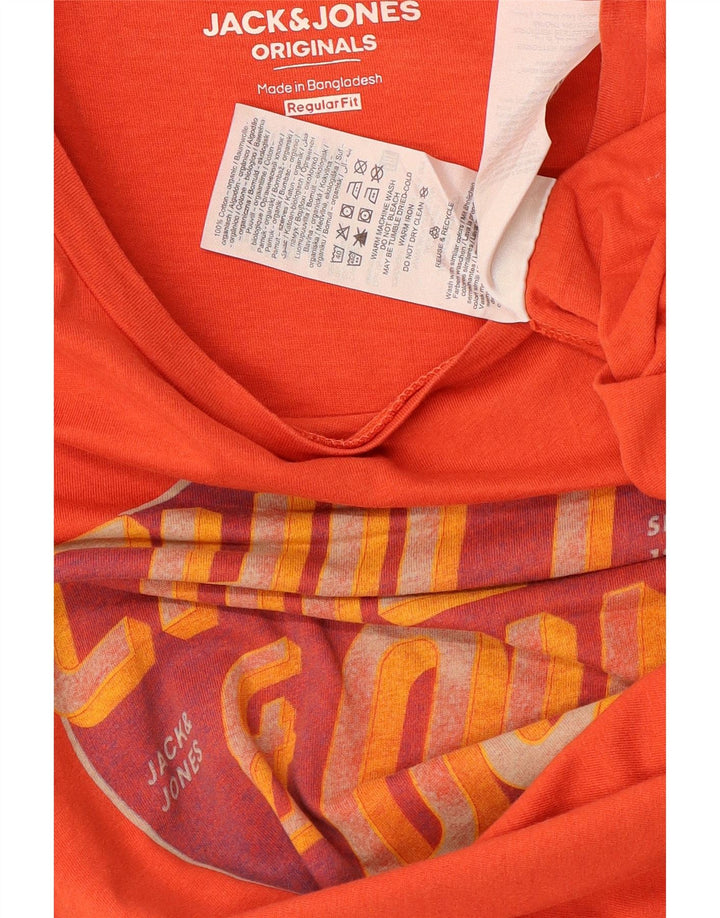 JACK & JONES Tricou grafic pentru bărbați, cu croiala normală, Top din bumbac portocaliu mediu