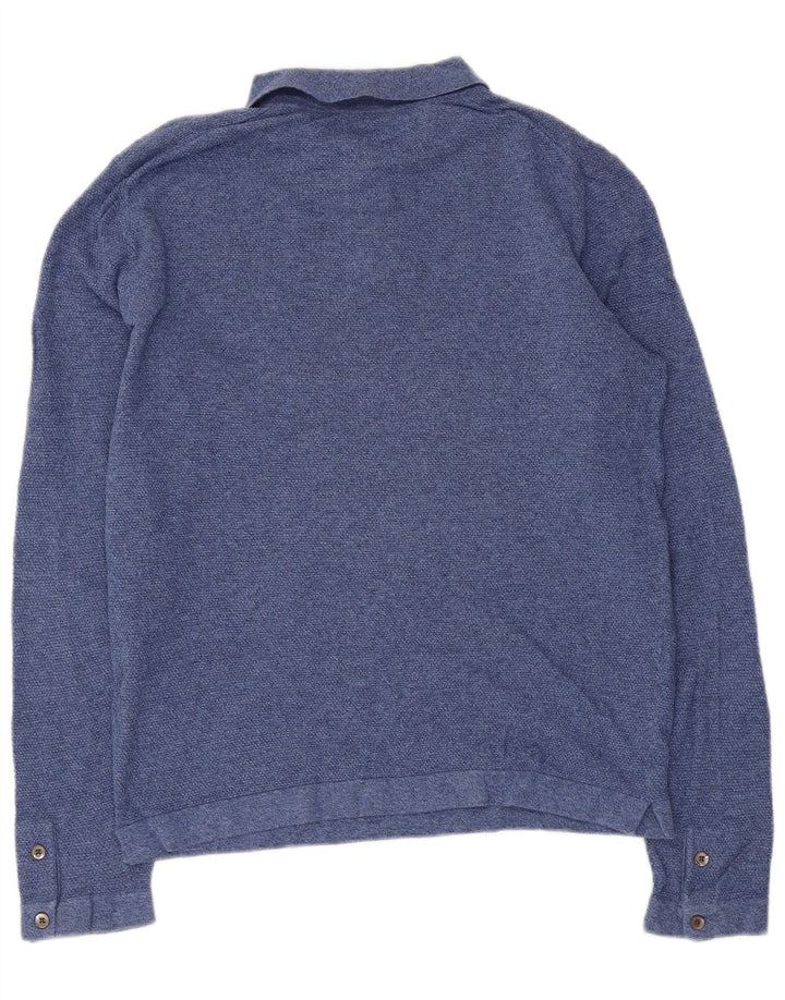 MASSIMO DUTTI Tricou polo cu mânecă lungă pentru bărbați, mare, albastru, bumbac