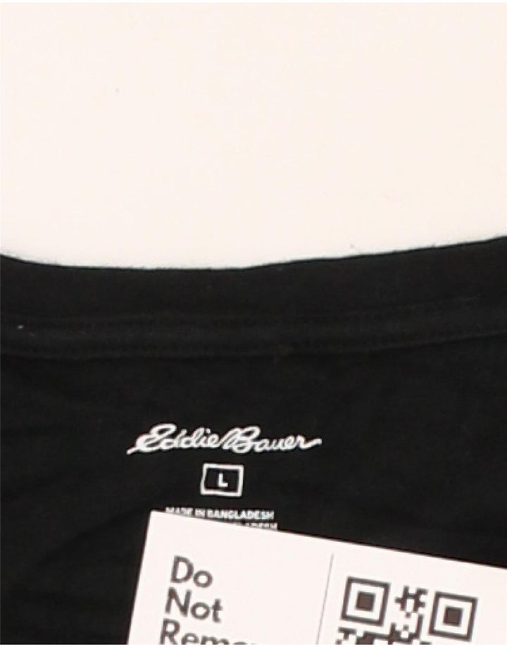 EDDIE BAUER Top pentru femei cu mânecă lungă UK 16, mare, negru, bumbac