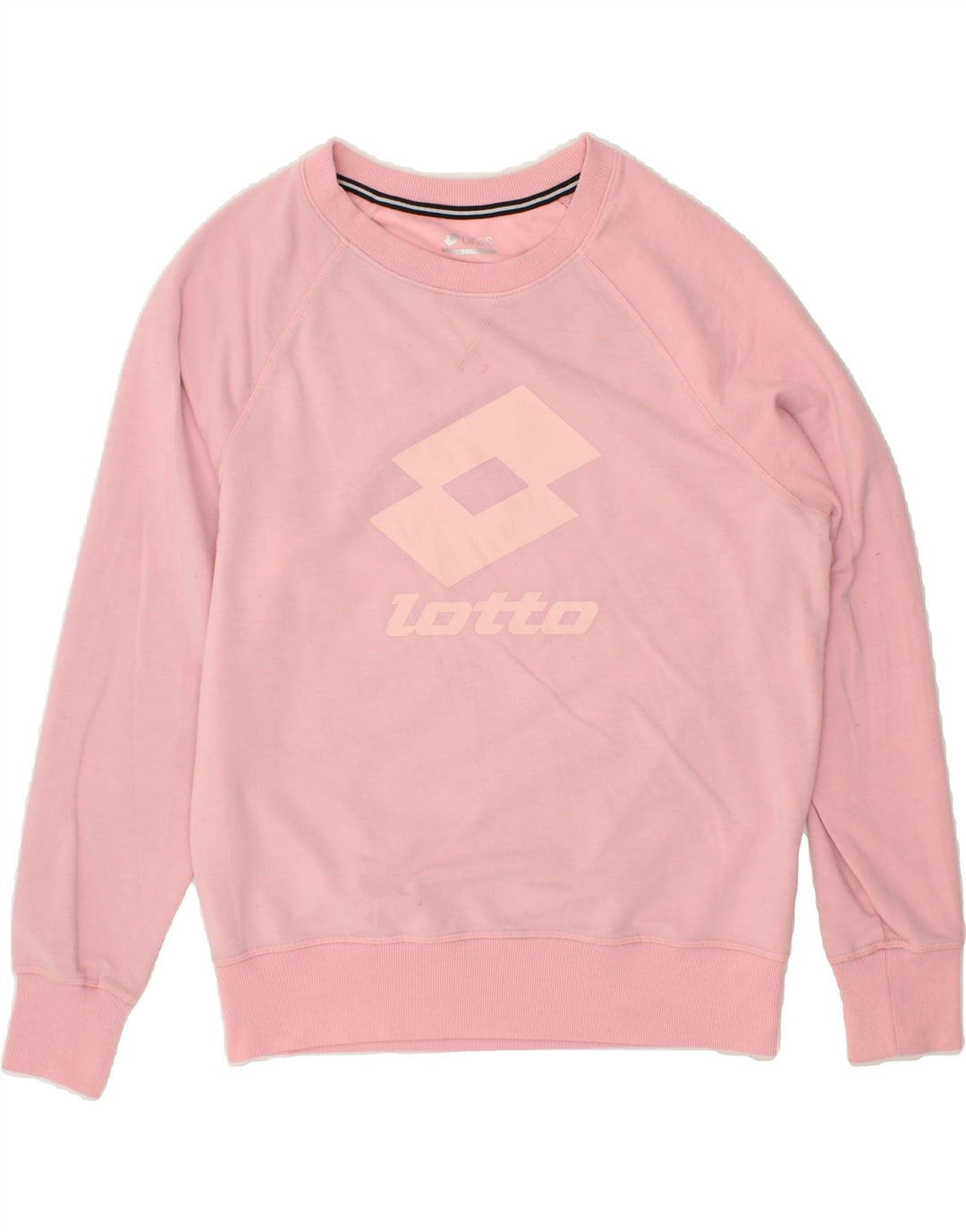 LOTTO Womens Graphic Sweatshirt Jumper UK 16 Large Pink Vintage Lotto and Second-Hand Lotto from Messina Hembry 