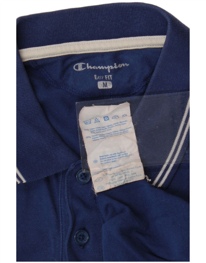 CHAMPION Mens Easy Fit Polo Shirt Medium Navy Blue Cotton