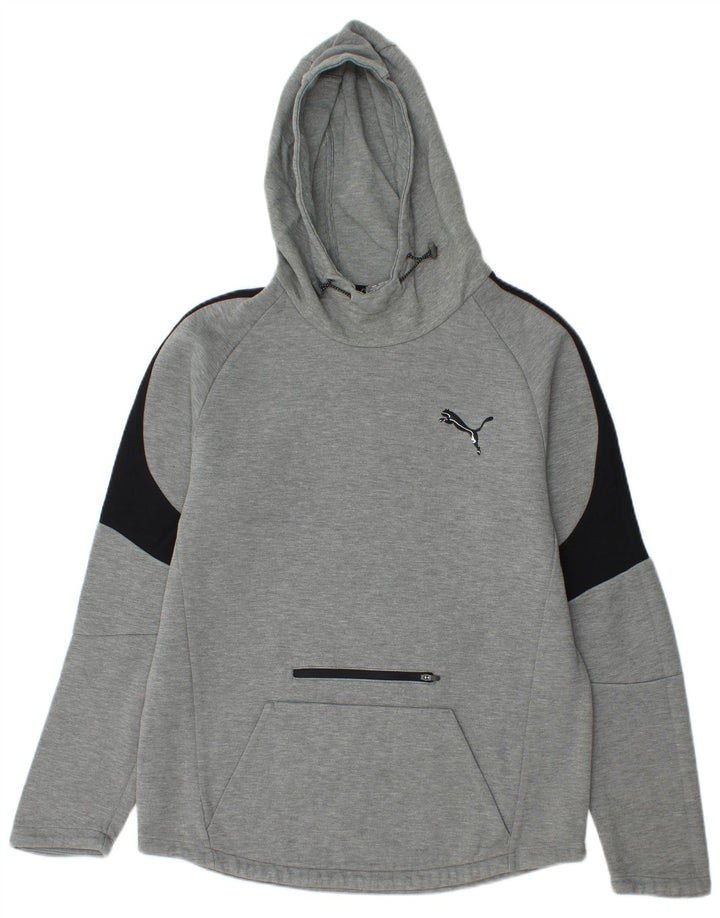 Pulover Puma pentru bărbați, bumbac color bloc, gri mediu