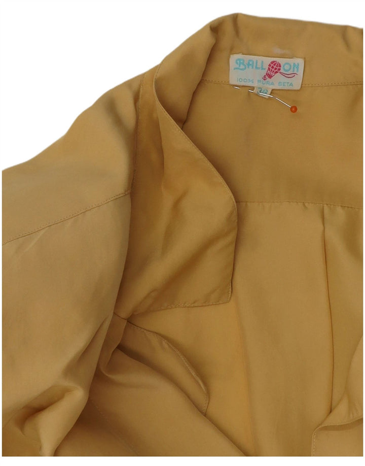 BALLOON Bluză cămașă cu mânecă scurtă supradimensionată pentru femei IT 38 XS mătase galbenă