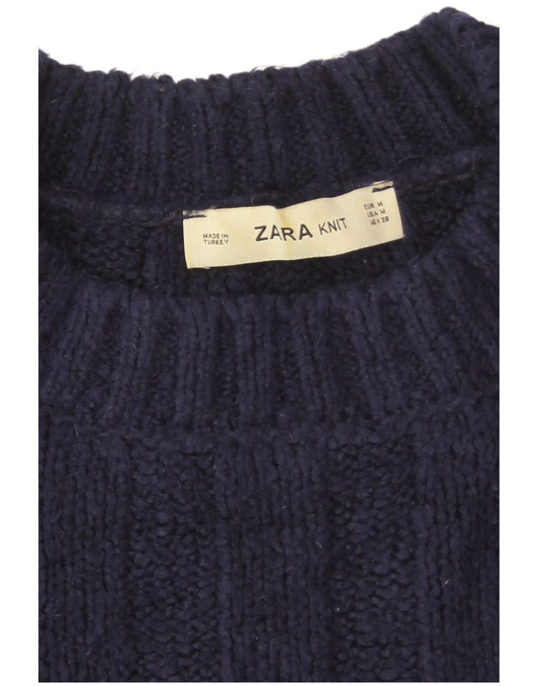 Pulover supradimensionat pentru femei Zara cu decolteu triplu UK 14 Medium Bleumarin