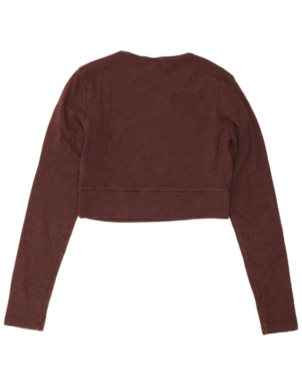 Pulover crop pentru femei Adidas UK 12/14 bumbac maro mediu