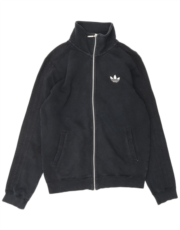 ADIDAS Mens Tracksuit Top Jacket Medium Black Cotton