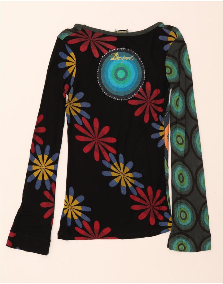 Desigual Top grafic pentru femei cu mânecă lungă UK 8, mic, multicolor, viscoză