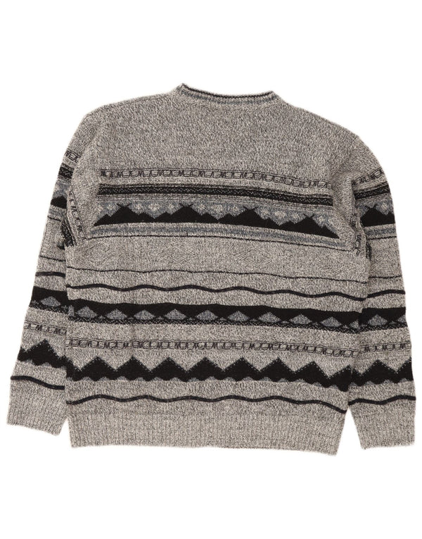 Pulover pentru bărbați Carletti cu decolteu triplu, 2XL, gri, geometric, acrilic