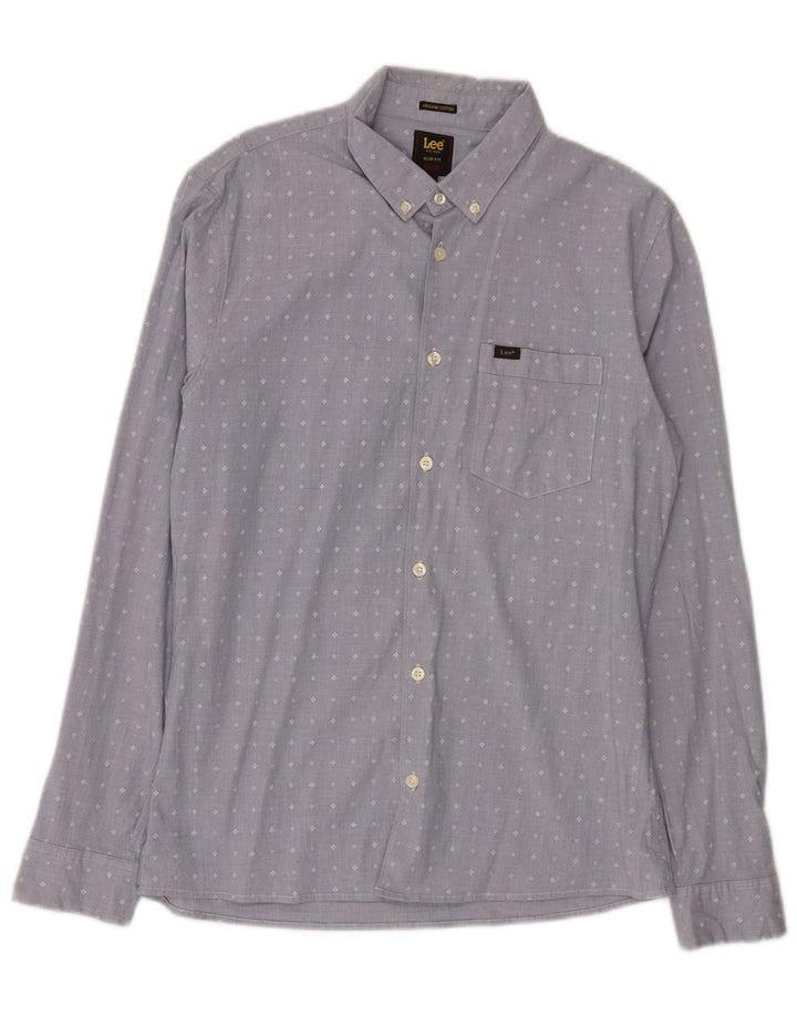 Cămașă Lee Bărbați Slim Fit Bumbac Geometric Albastru Mediu