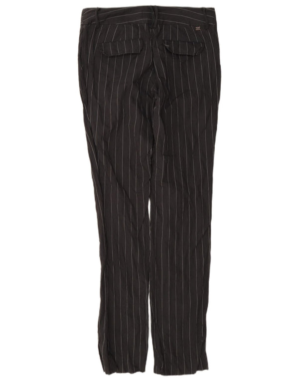 Pantaloni de costum drepți pentru femei Quiksilver L25 L31, gri cu dungi