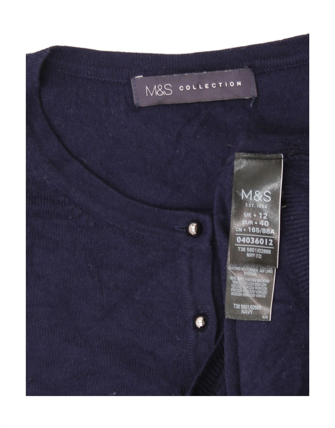 Pulover cardigan pentru femei Marks & Spencer UK 12 Medium Bleumarin Viscoză