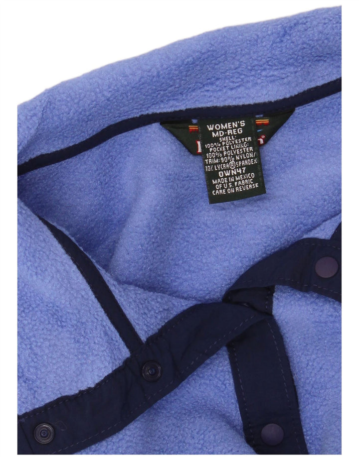 Pulover pentru femei L.L.BEAN, cu gât cu nasturi, fleece UK 14, poliester albastru mediu