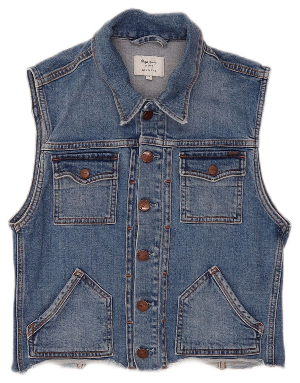 Gilet pentru femei PEPE Jeans Crop Denim UK 12 Medium Blue Bumbac