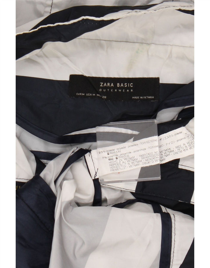 Jachetă de ploaie cu glugă pentru femei Zara UK 14 Medium Bleumarin Poliester cu dungi
