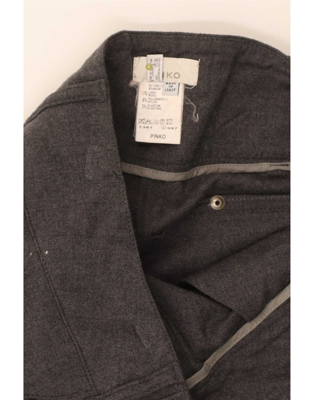 Pantaloni obișnuiți obișnuiți pentru femei Pinko UK 8 Small W30 L29 Lână gri
