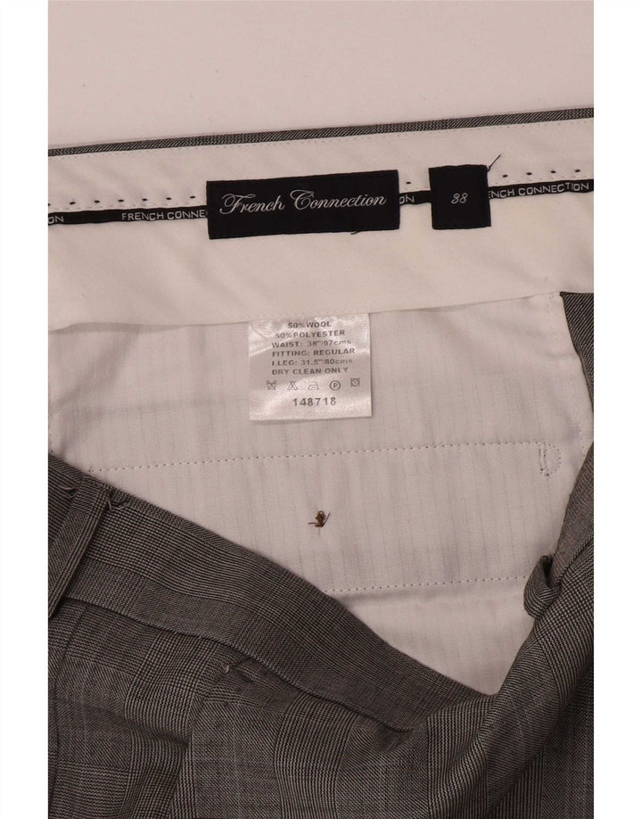 Pantaloni obișnuiți obișnuiți pentru bărbați French Connection W38 L32 Gri Houndstooth