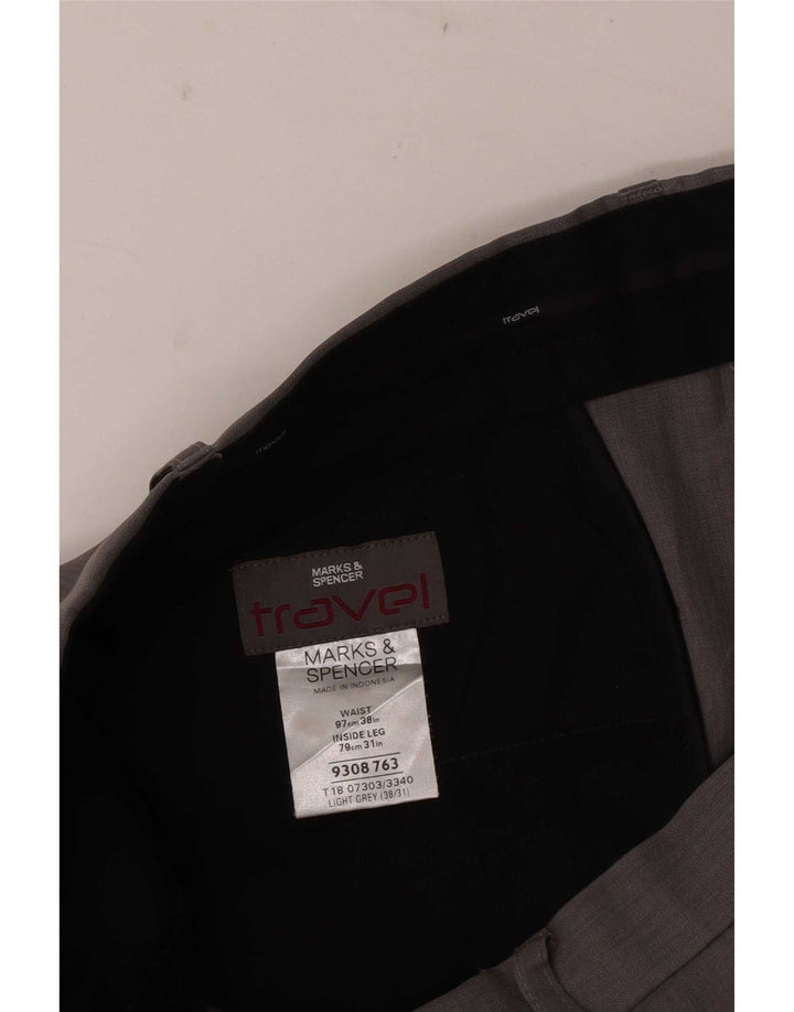 Pantaloni chino drepți pentru bărbați Marks & Spencer L38 L28 poliester gri
