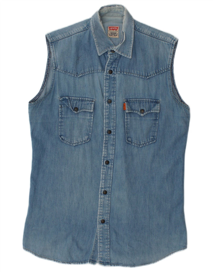 Cămașă din denim fără mâneci Levi's, albastru mic