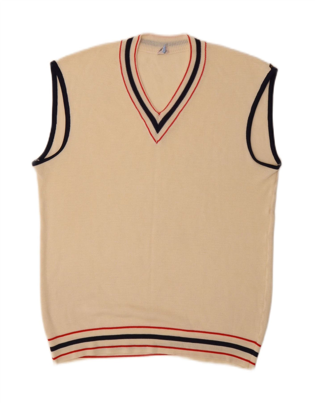 Vintage bărbați Vest Tank Top Mic Bej Acrilic