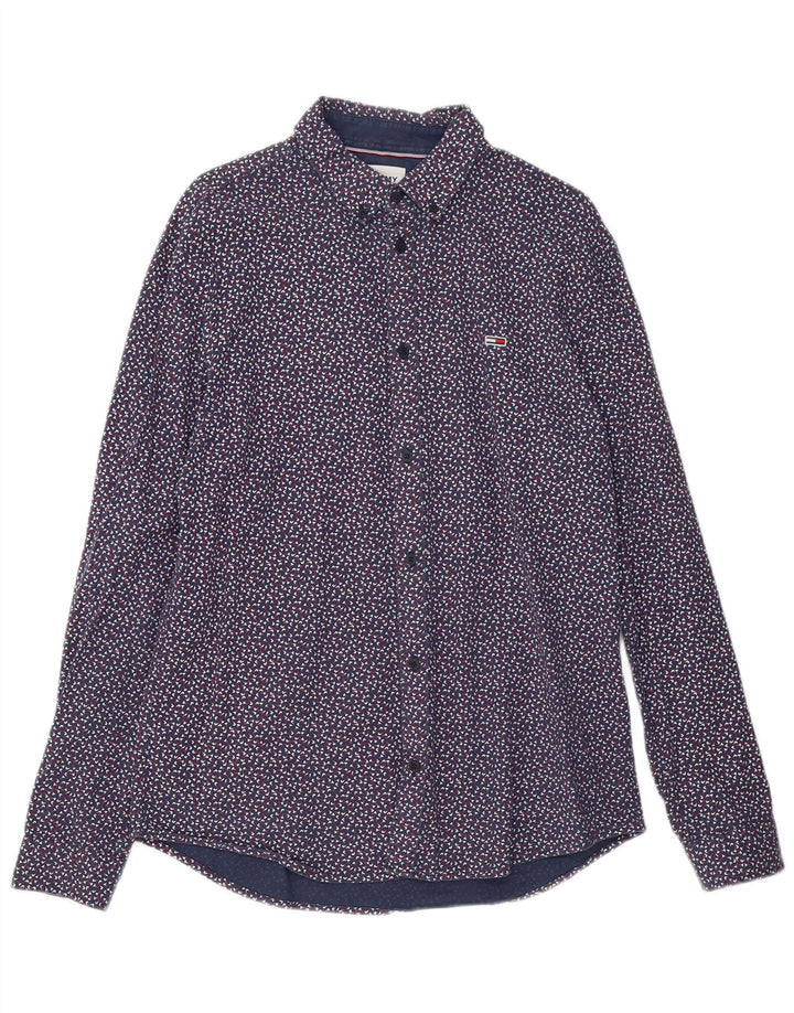 Cămașă pentru bărbați Tommy Hilfiger, mare, albastru, bumbac cu pete