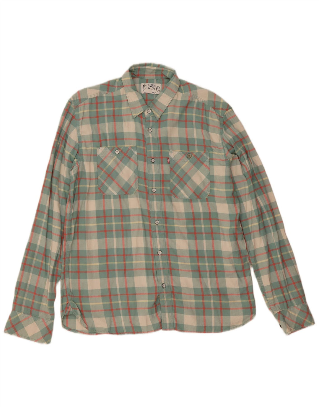Cămașă de flanel pentru bărbați Levi's, bumbac cu carouri verzi mari