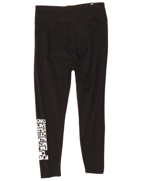 Leggings crop grafic Puma pentru femei UK 12, bumbac mediu negru