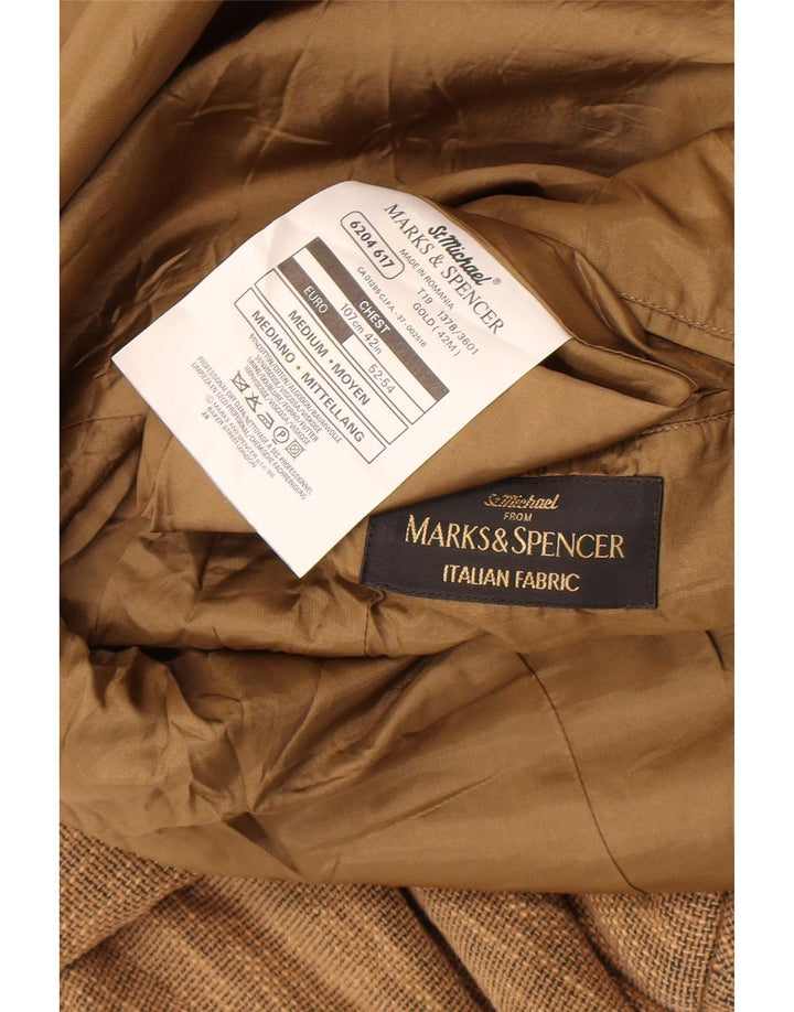 Jachetă pentru bărbați Marks & Spencer cu 3 nasturi, Marea Britanie 38, maro mediu, cu pete