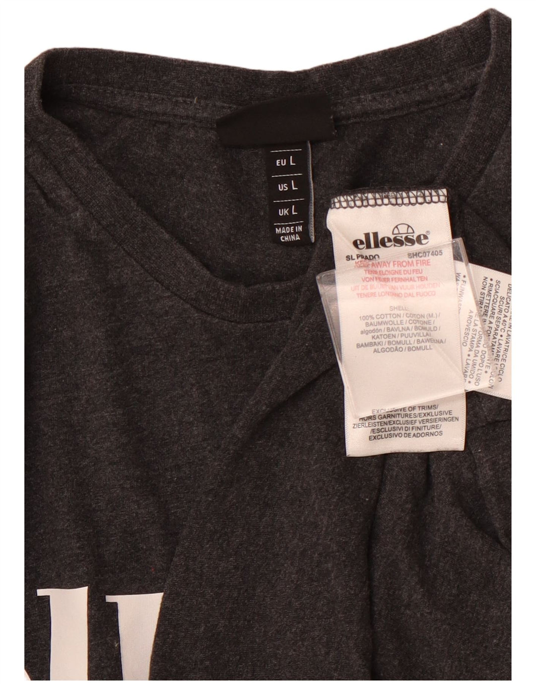 Tricou grafic pentru femei ELLESSE Top UK 14 mare bumbac gri