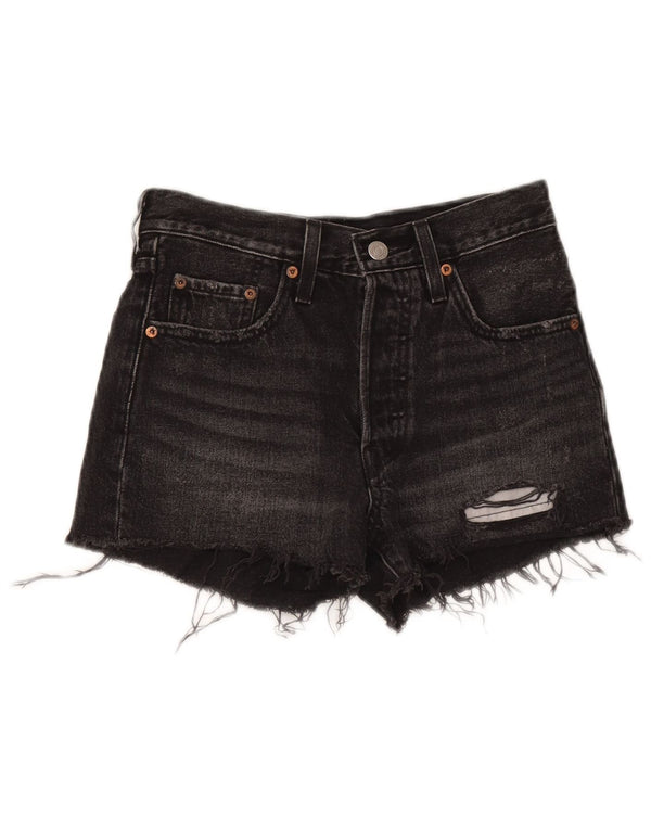 Pantaloni scurți Levi's 501 din denim distressed W24 XS bumbac negru