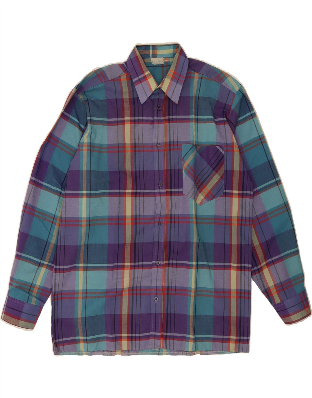 VINTAGE Mens Shirt Medium Purple Check Vintage Vintage and Second-Hand Vintage from Messina Hembry 