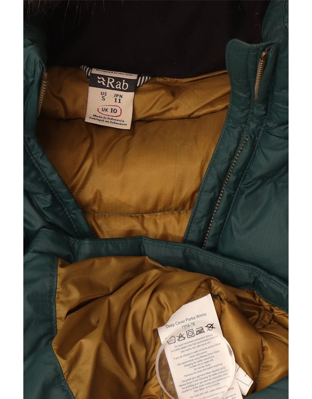 Palton căptușit cu glugă pentru femei Rab UK 10 Poliamidă verde mică