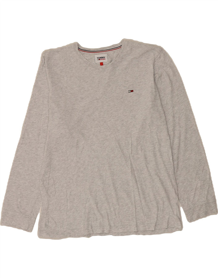 TOMMY HILFIGER Mens Top Long Sleeve Large Grey Flecked Cotton Vintage Tommy Hilfiger and Second-Hand Tommy Hilfiger from Messina Hembry 