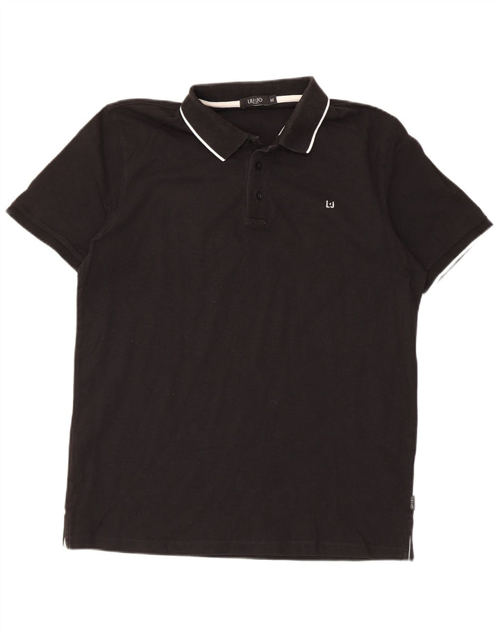 Tricou polo pentru bărbați Liu Jo, bumbac mediu negru