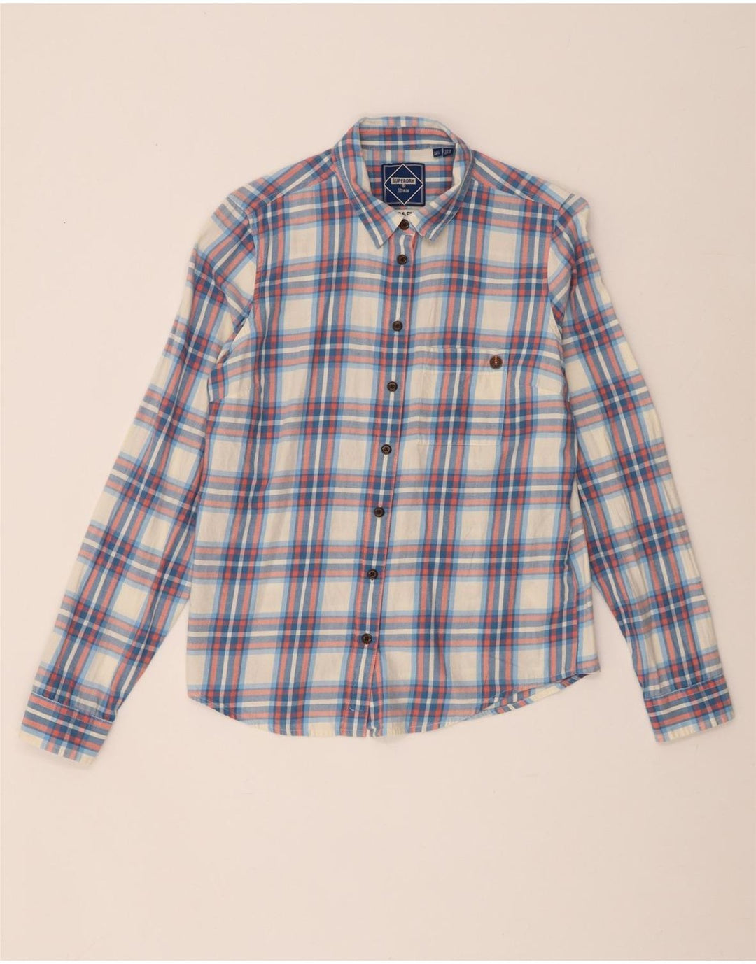 Cămașă de flanel pentru femei Superdry UK 8 Small Blue Check Bumbac