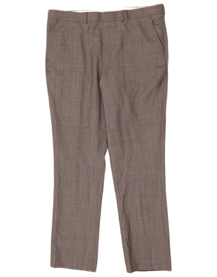 Pantaloni obișnuiți obișnuiți pentru bărbați French Connection W38 L32 Gri Houndstooth