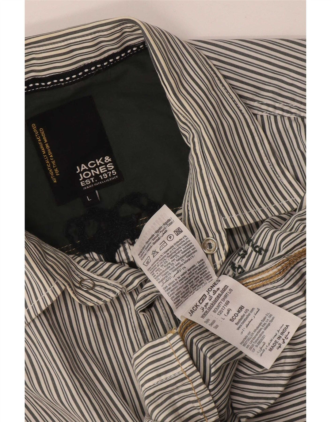 Cămașă cu grafică Jack & Jones pentru bărbați, bumbac cu dungi gri mari
