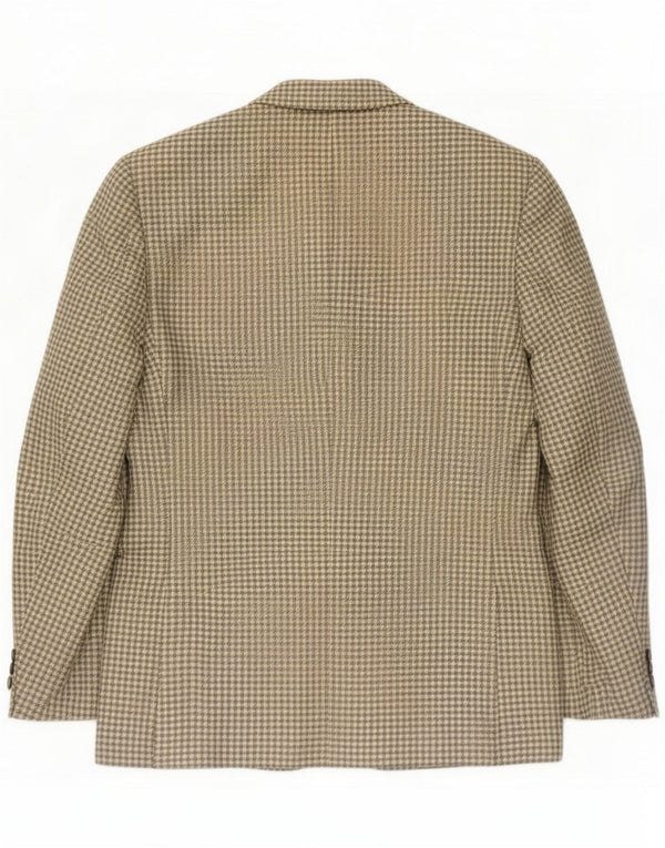 Stefanel Mens 3 Button Blazer Jacket IT 46 Small Gri Check Wool
