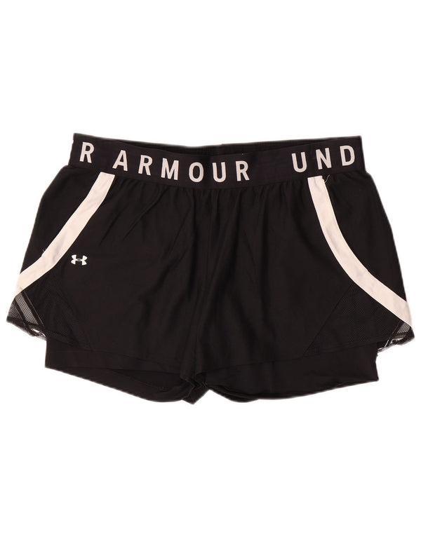 Pantaloni scurti sport UNDER ARMOUR pentru femei Heat Gear UK 18 XL, negru, color block