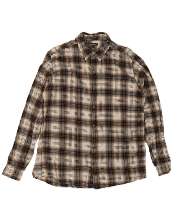Cămașă de flanel pentru bărbați Eddie Bauer, mare, maro, cu carouri