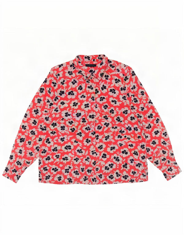 Marks & Spencer Womens Oversized Shirt Blouse UK 18 XL Red Floral Polyester