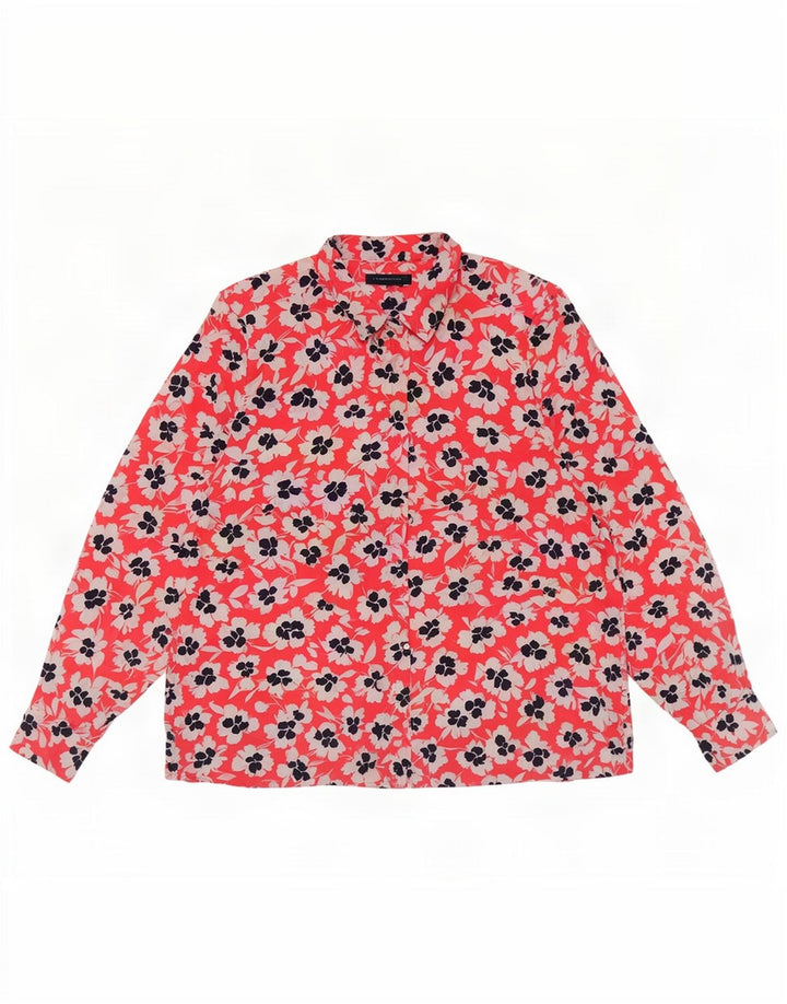 Bluză cămașă supradimensionată pentru femei Marks & Spencer UK 18 XL Poliester floral roșu