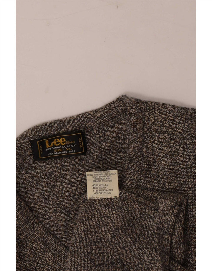Pulover pentru bărbați Lee cu decolteu în V, XL, lână gri cu pete
