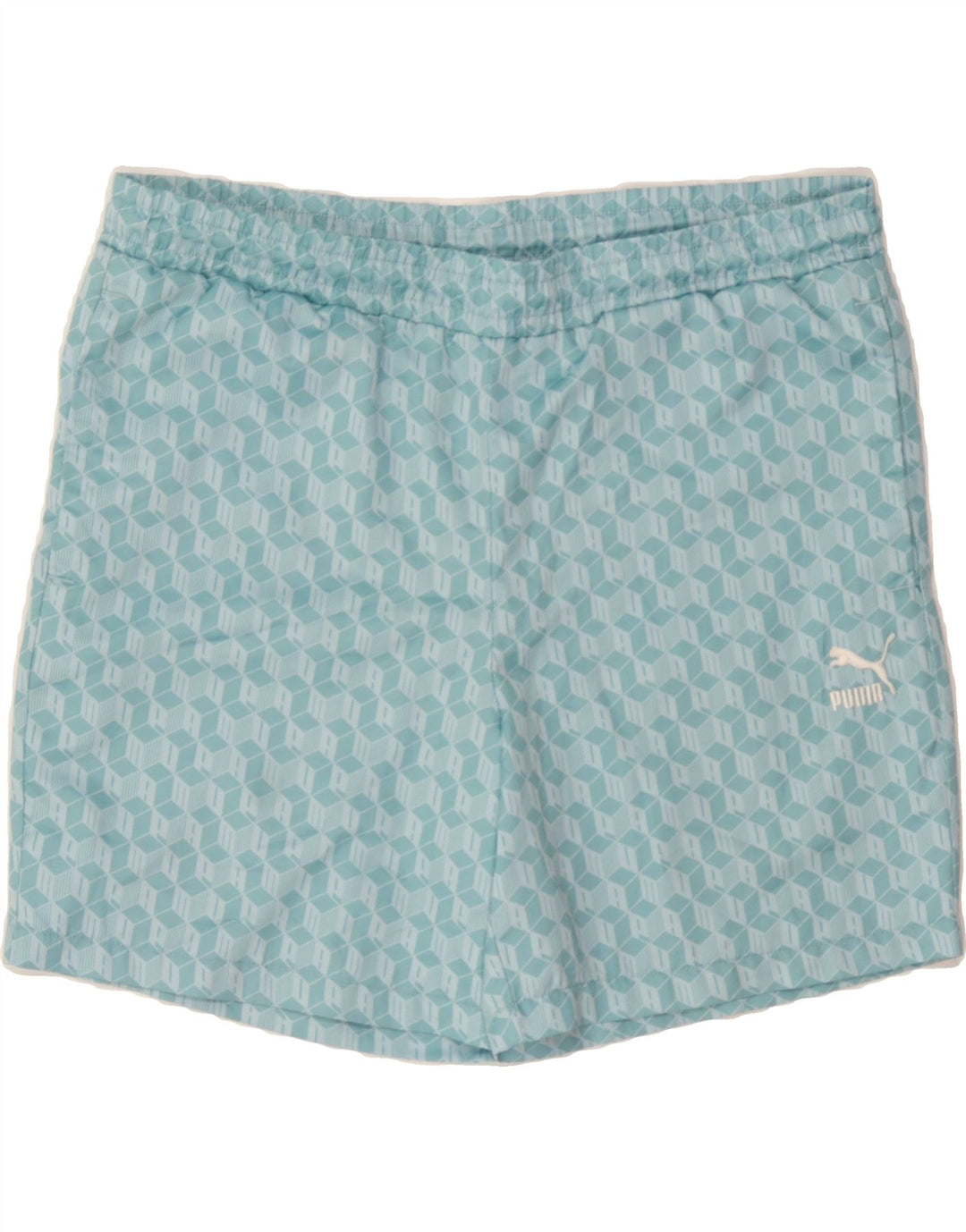 PUMA Mens Swimming Shorts Small  Blue Geometric Polyester Vintage Puma and Second-Hand Puma from Messina Hembry 
