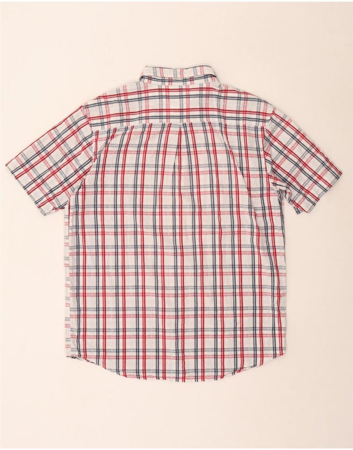 Cămașă cu mânecă scurtă Wrangler pentru bărbați, bumbac carouri alb