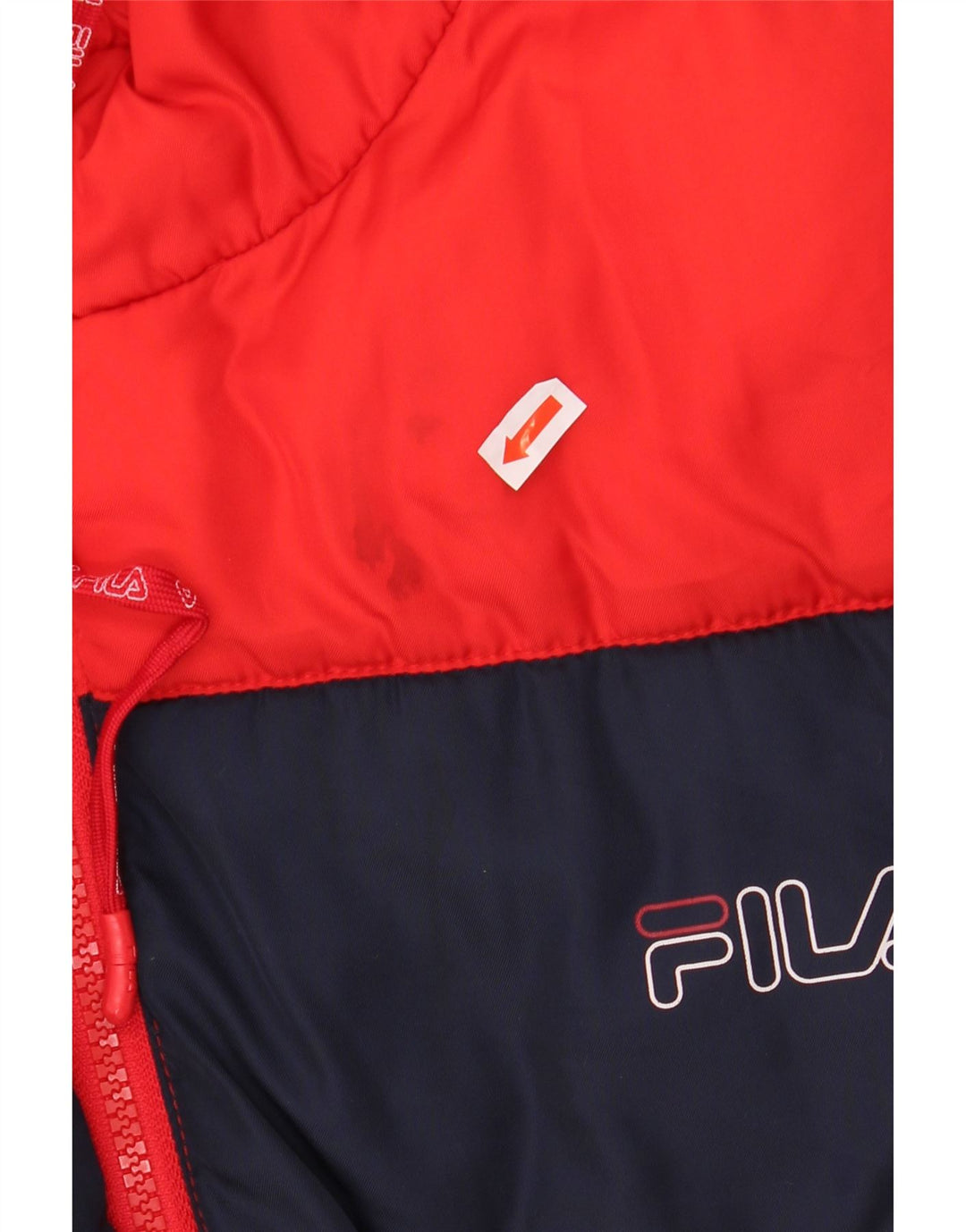 Jachetă căptușită cu glugă grafică FILA pentru bărbați UK 38 Medium Red Colorblock