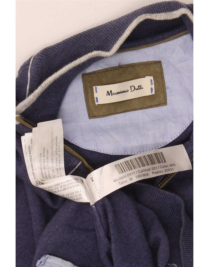 Pulover cardigan Massimo Dutti pentru bărbați, bumbac bleumarin mediu