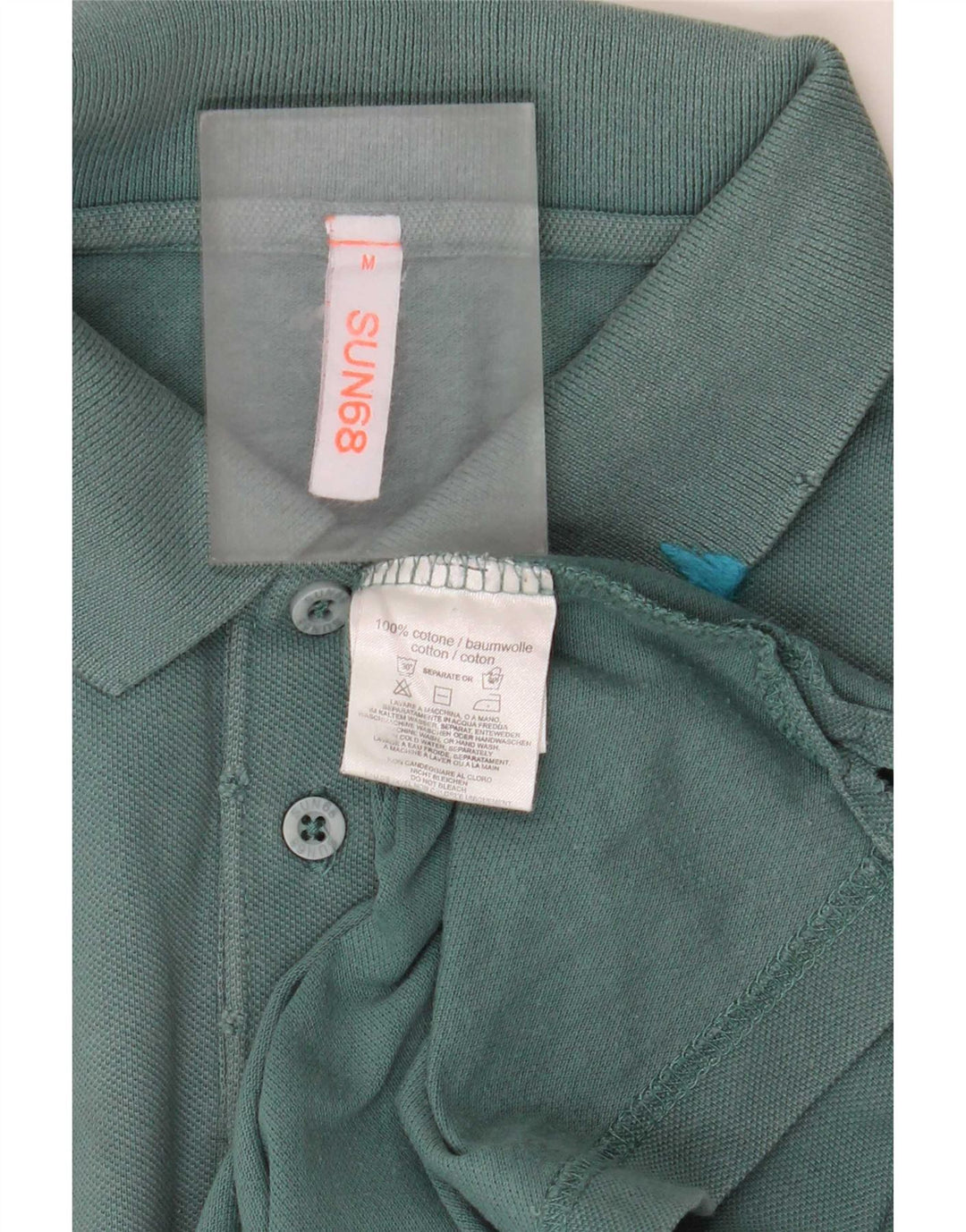Tricou polo pentru bărbați Sun68, bumbac verde mediu