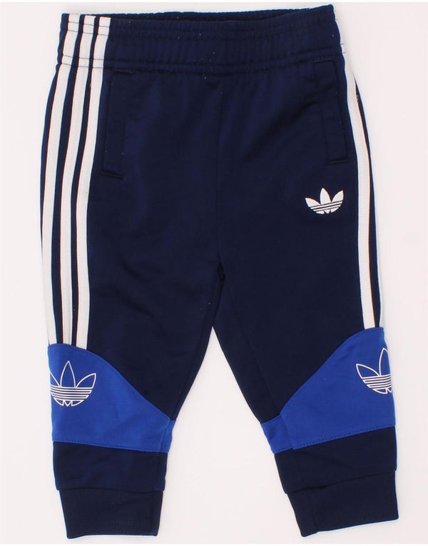 Pantaloni de trening Adidas pentru bebelusi cu grafica 9-12 luni Bleumarin