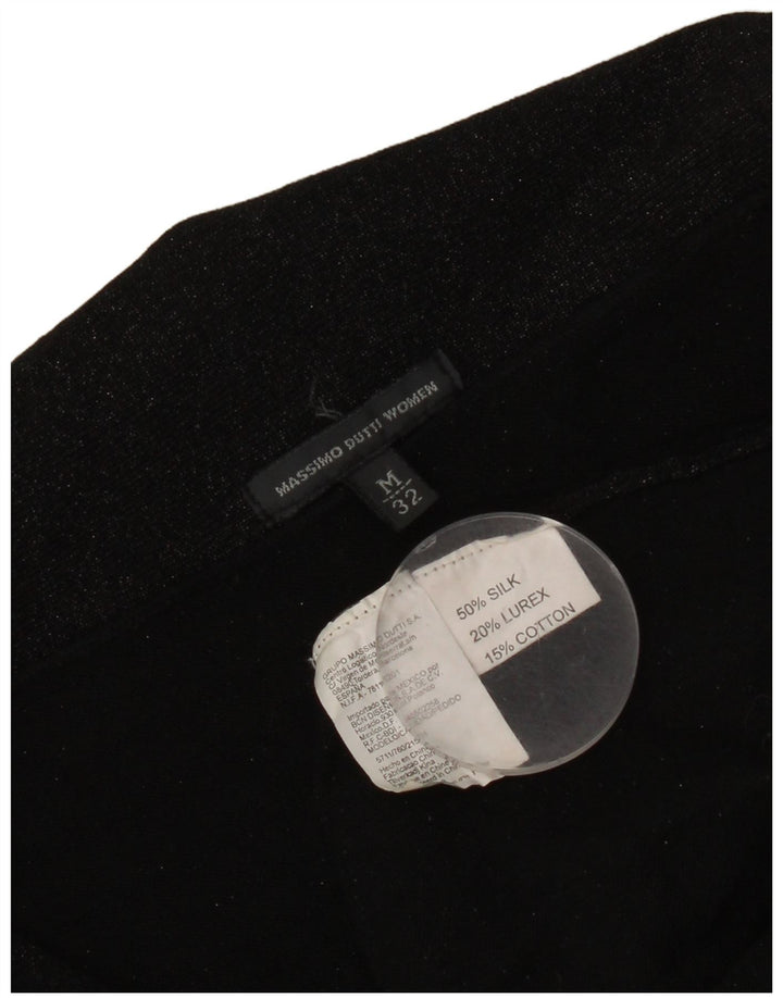 MASSIMO DUTTI Top cu vestă cu cravată în față pentru femei UK 12 Medium Black Flecked