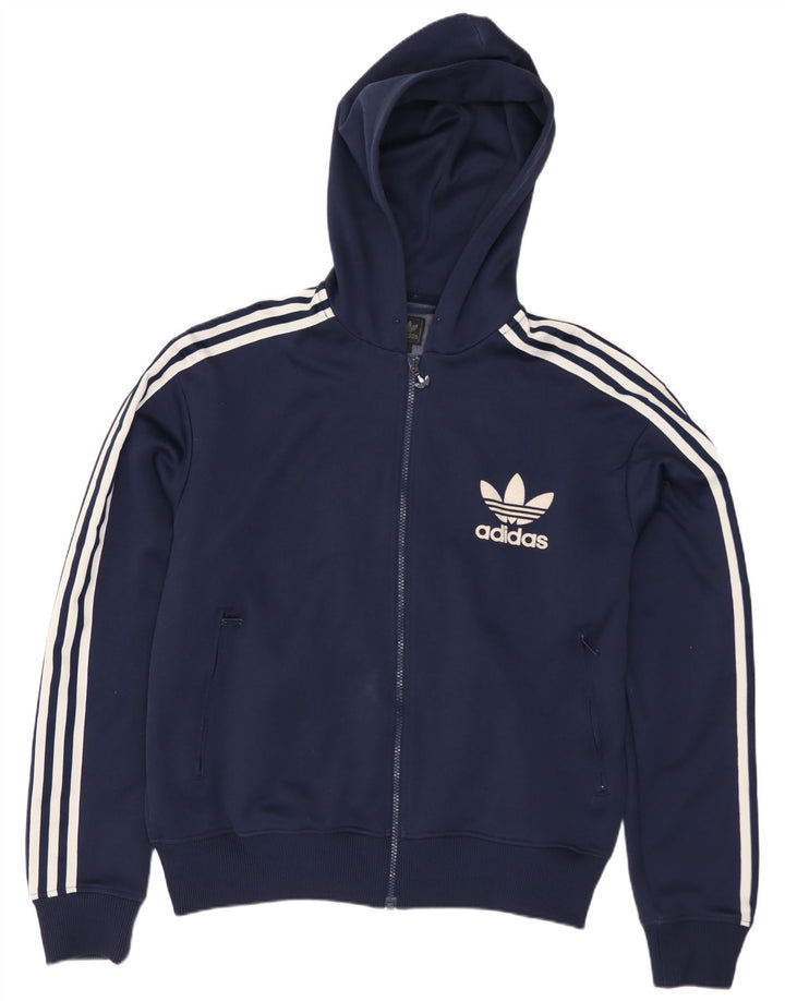 Pulover Adidas pentru bărbați, cu fermoar, poliester, albastru mare